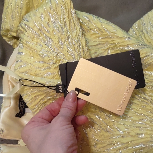 Alberto Makali Yellow and Silver Evening Dress NWT Size 6 - Picture 8 of 9